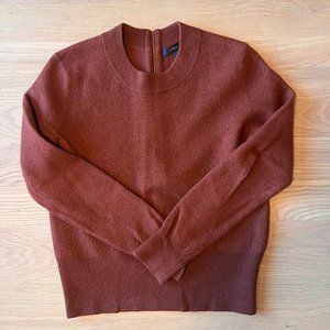 JCrew Wool Crewneck Sweater with Zipper Detail Rust XS